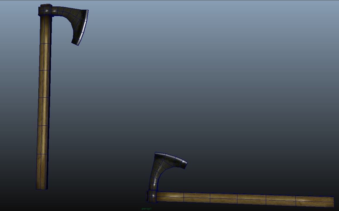 Low poly battle axe Low-poly 3D model_6