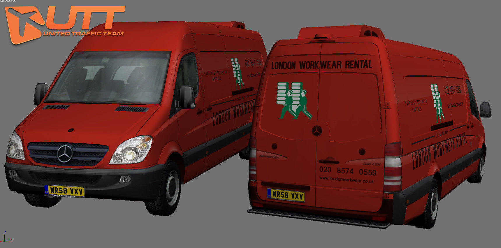 Mercedes benz Sprinter London rental Extra long Low-poly 3D model_1