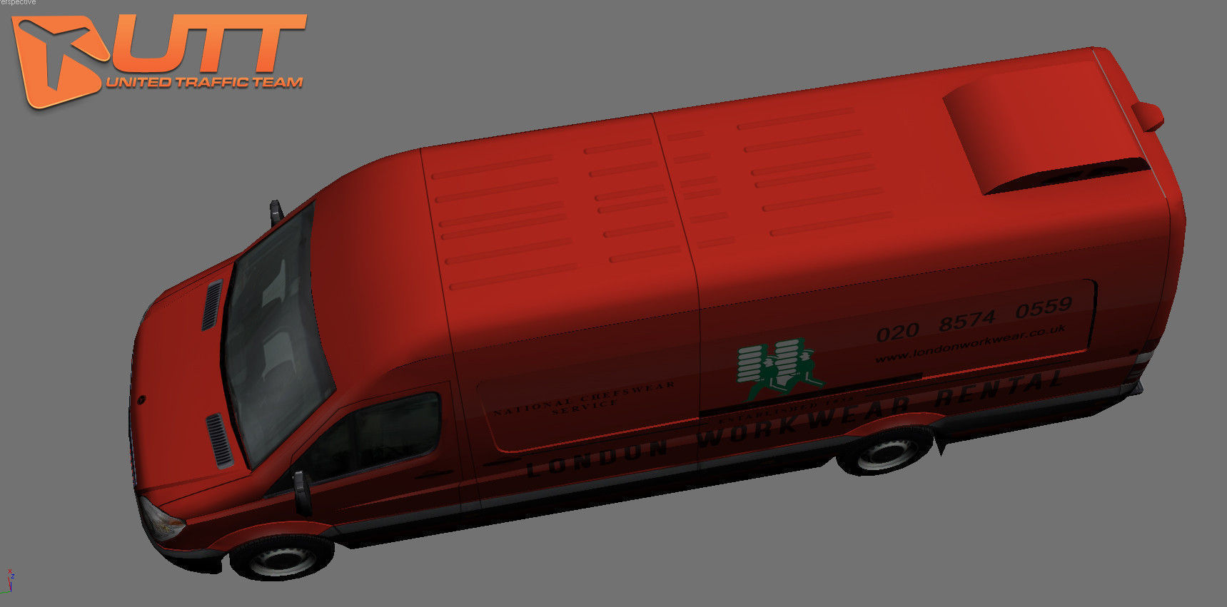 Mercedes benz Sprinter London rental Extra long Low-poly 3D model_3