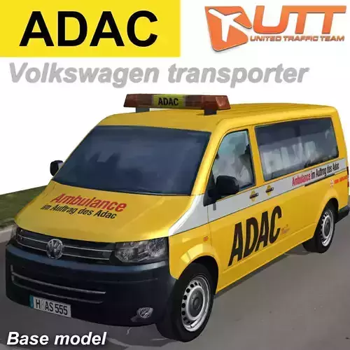 Volkswagen transporter ADAC Low-poly 3D model
