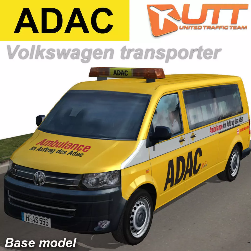 Volkswagen transporter ADAC Low-poly 3D model