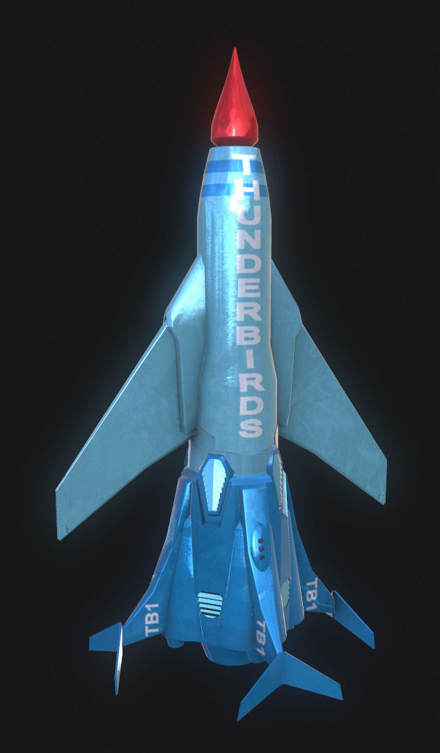 Thunderbird fighter jet Low-poly 3D model_5