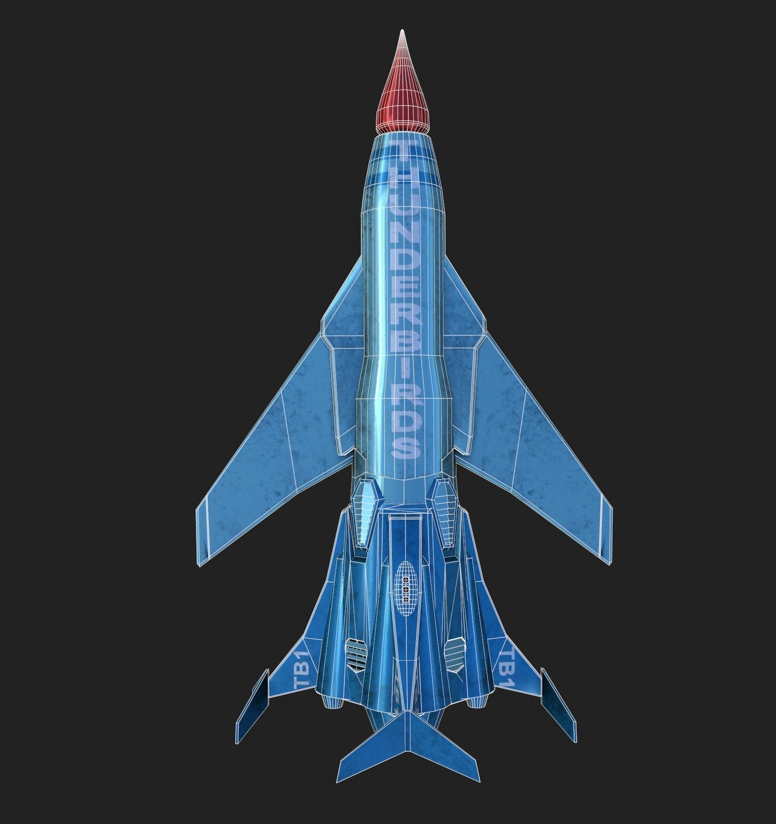 Thunderbird fighter jet Low-poly 3D model_3