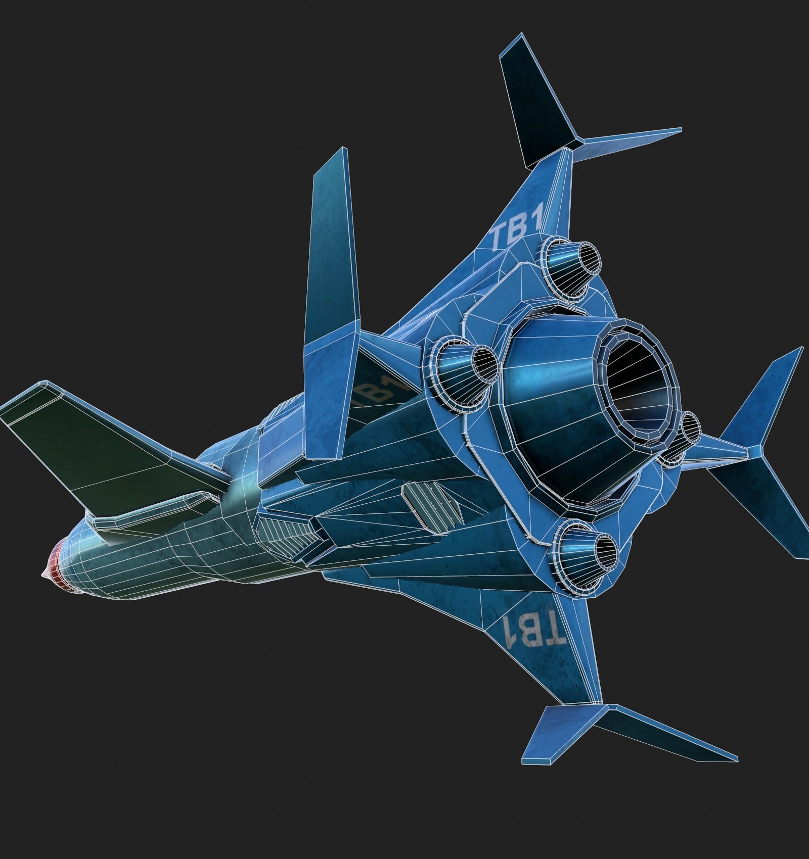 Thunderbird fighter jet Low-poly 3D model_4