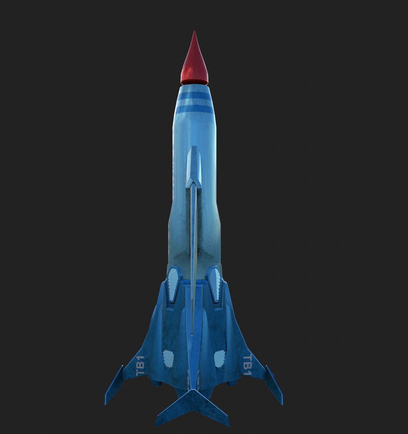 Thunderbird fighter jet Low-poly 3D model_1
