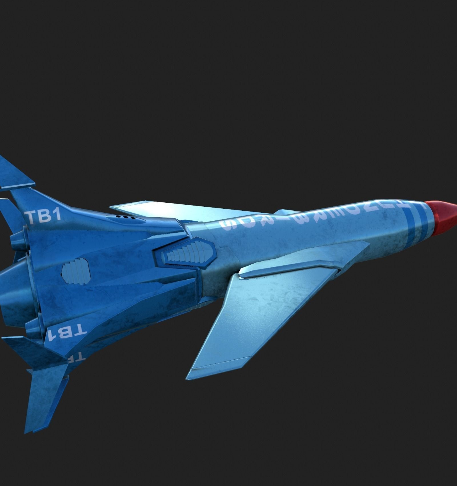 Thunderbird fighter jet Low-poly 3D model_2