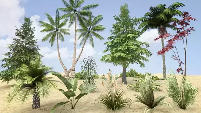 Plants Grass and Trees Pack Low-poly 3D model