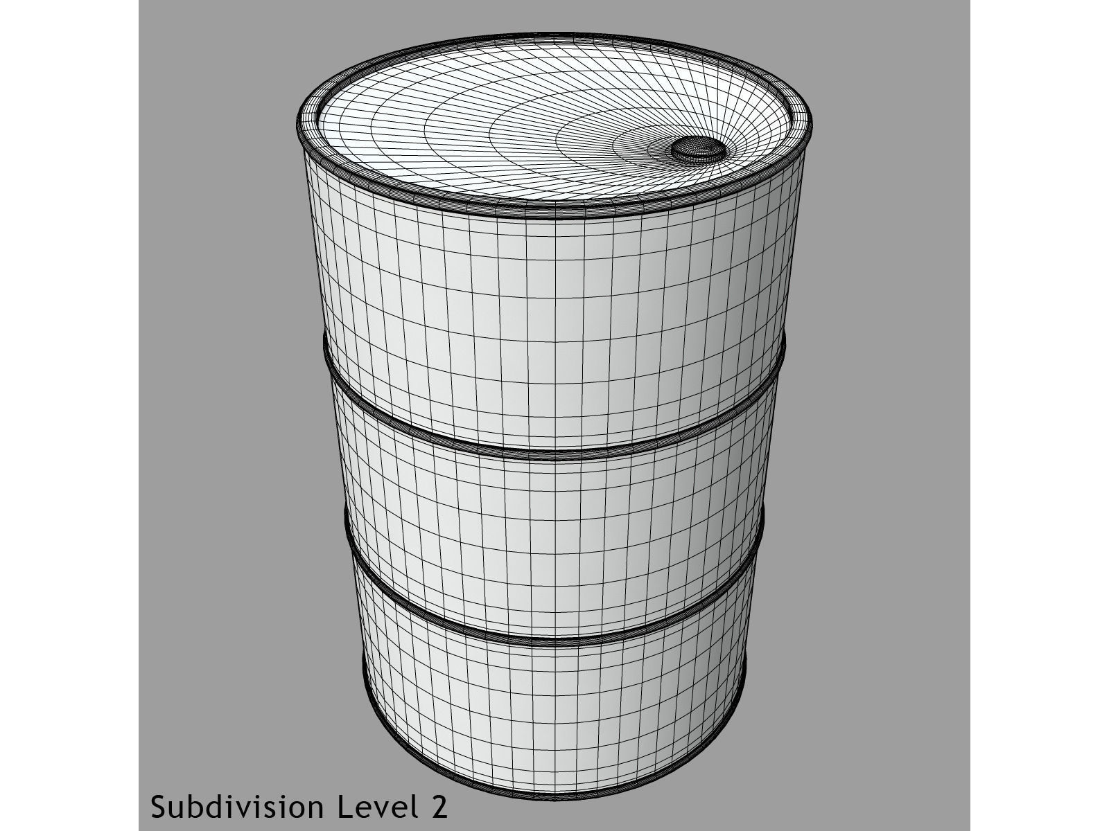 Barrel with silver paint Low-poly 3D model_12