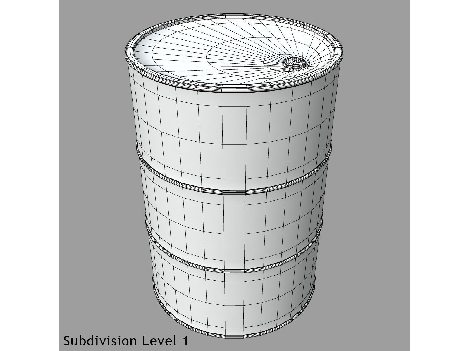 Barrel with silver paint Low-poly 3D model_11