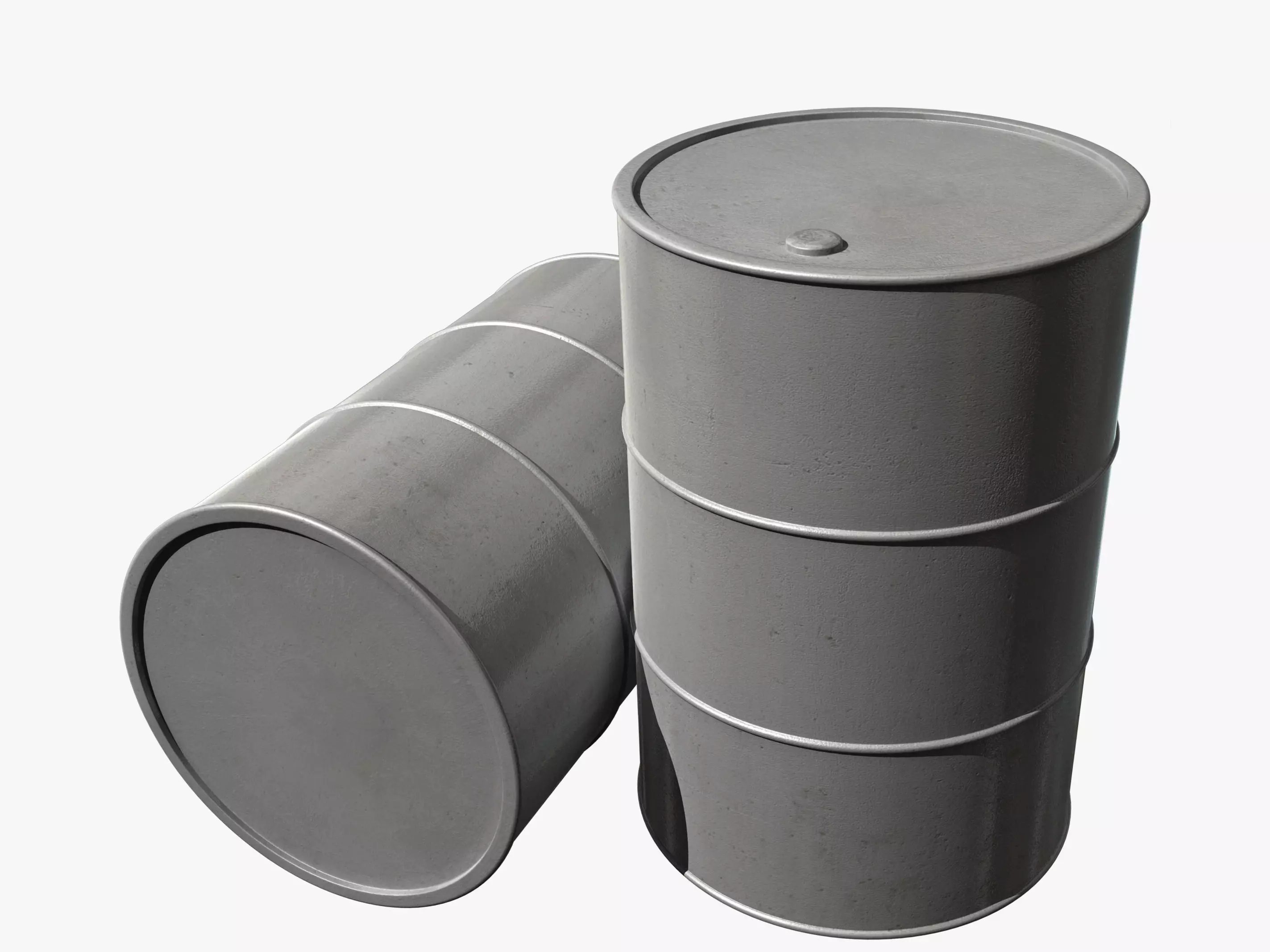 Barrel with silver paint Low-poly 3D model_0