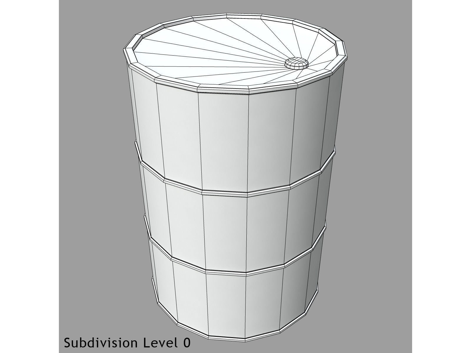 Barrel with silver paint Low-poly 3D model_10