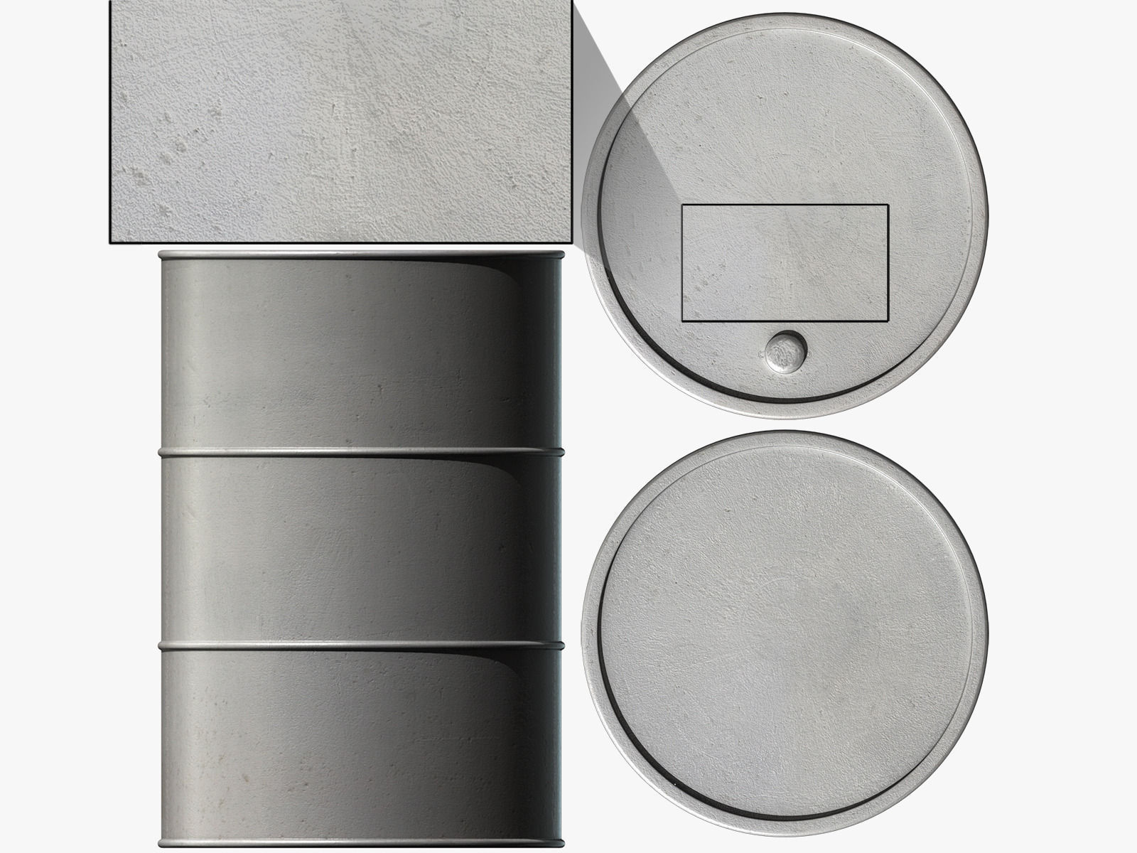 Barrel with silver paint Low-poly 3D model_2