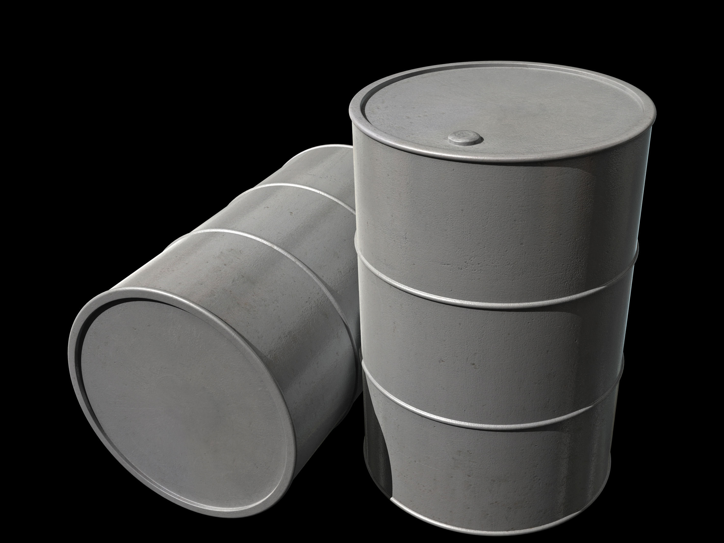 Barrel with silver paint Low-poly 3D model_1