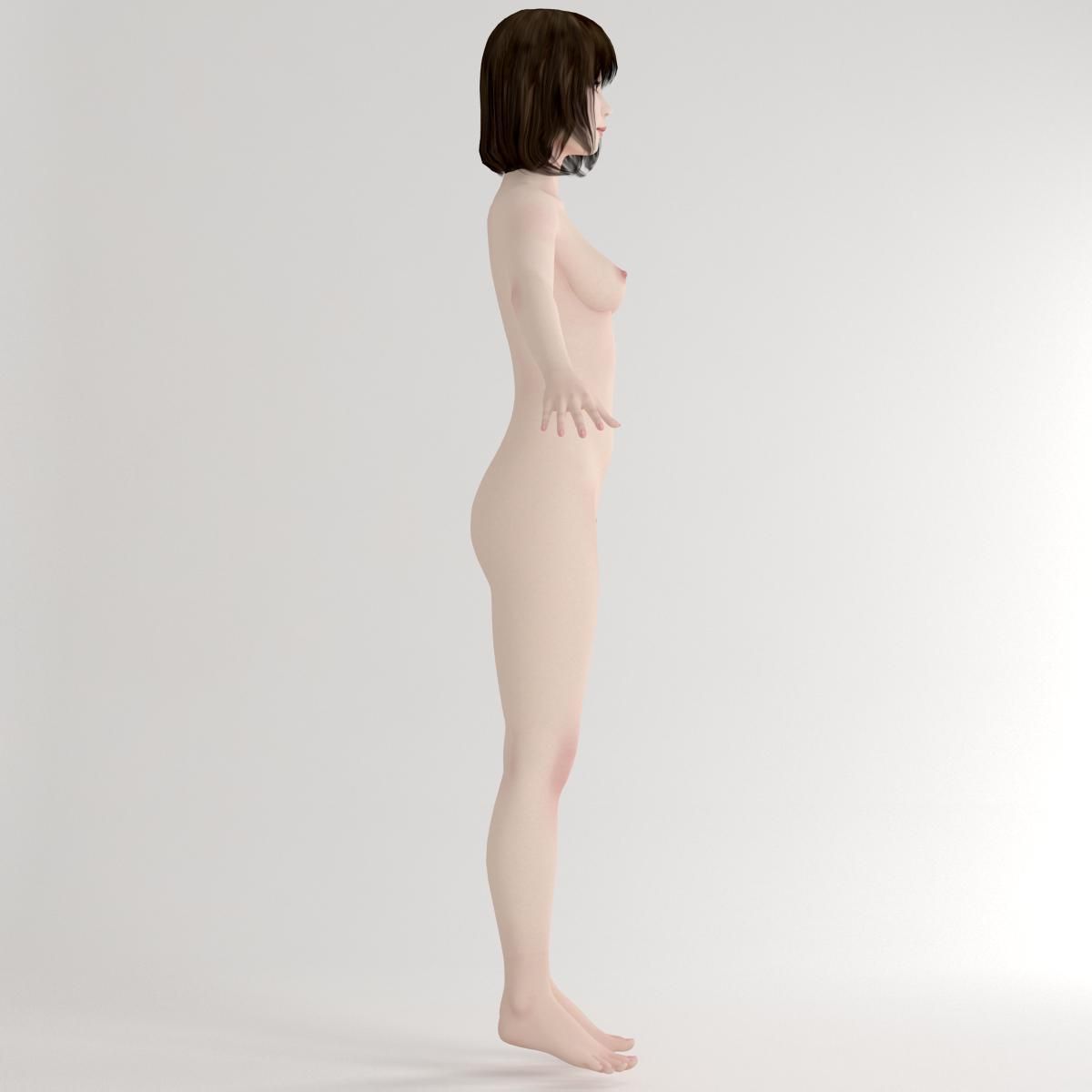 T pose nonrigged model of Mariko in pink dress 3D model_10