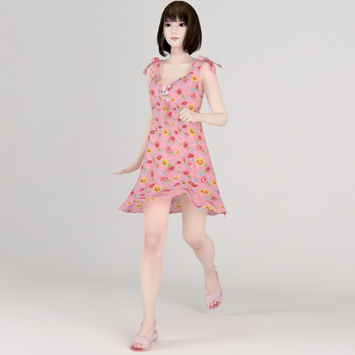 Mariko dress pose 01 3D model_5