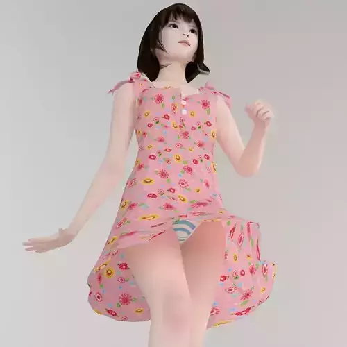 Mariko dress pose 01 3D model