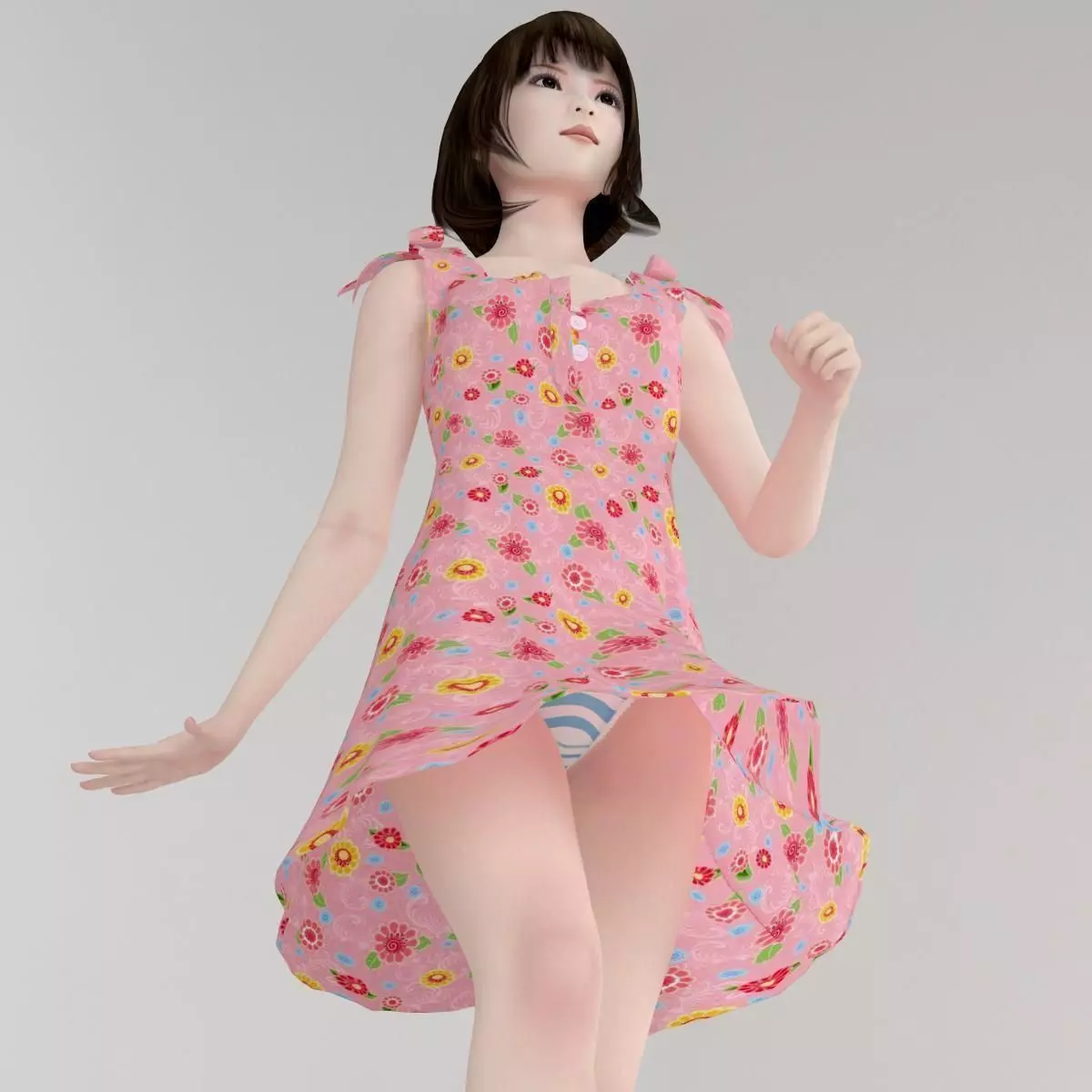 Mariko dress pose 01 3D model_0