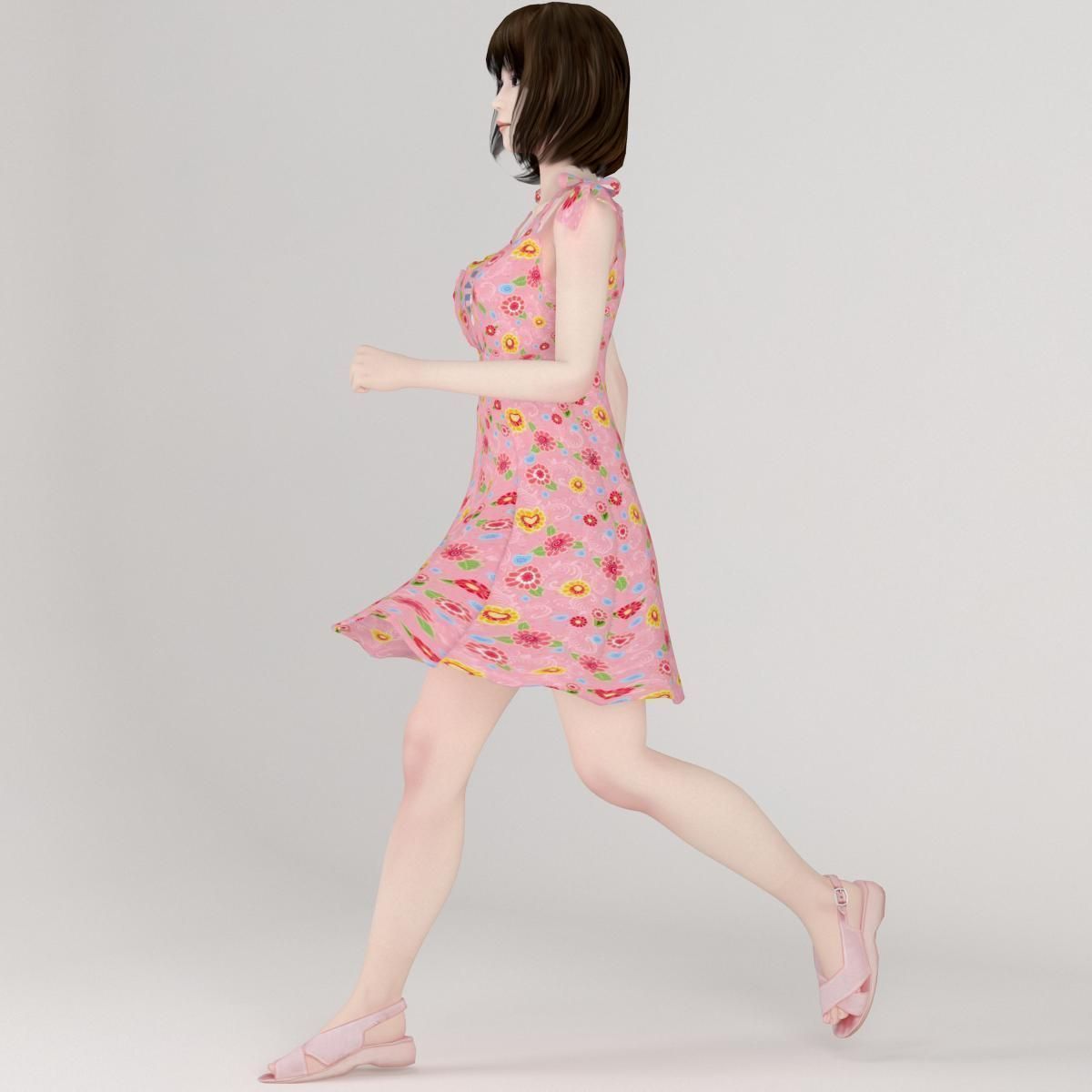 Mariko dress pose 01 3D model_8