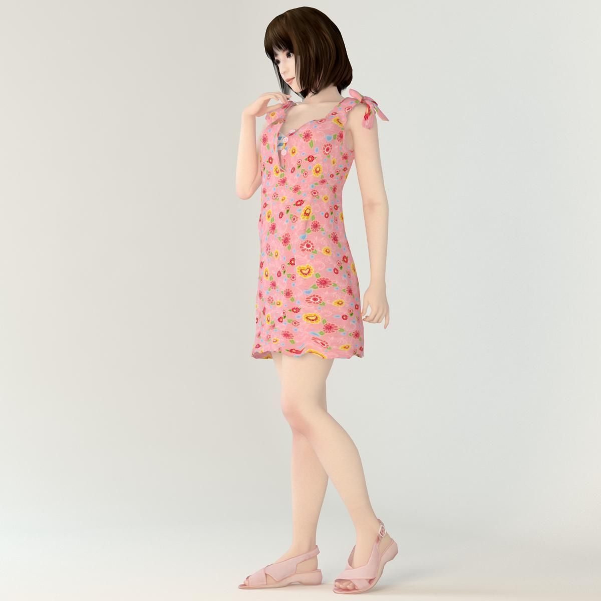 Mariko dress pose 02 3D model_5