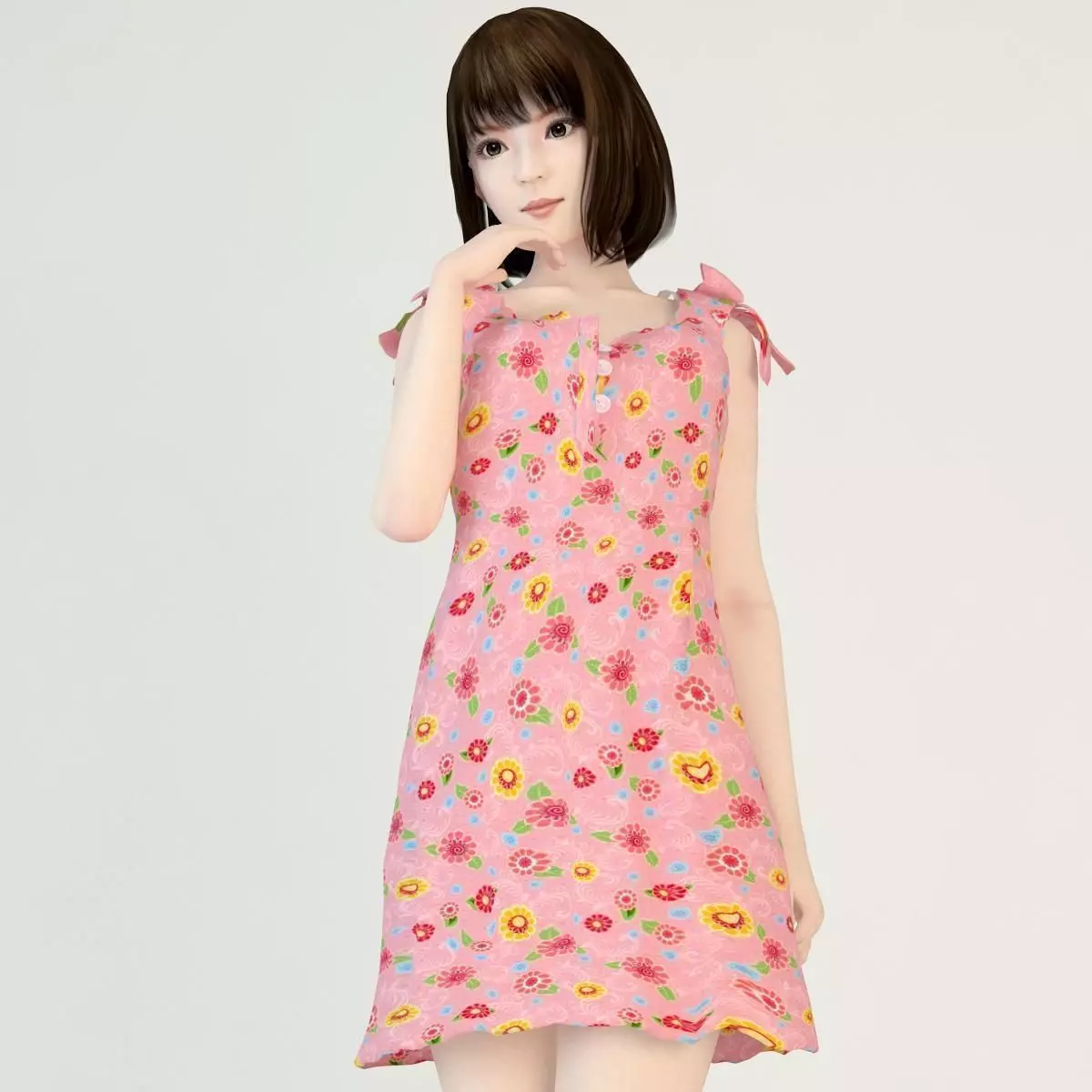 Mariko dress pose 02 3D model_0