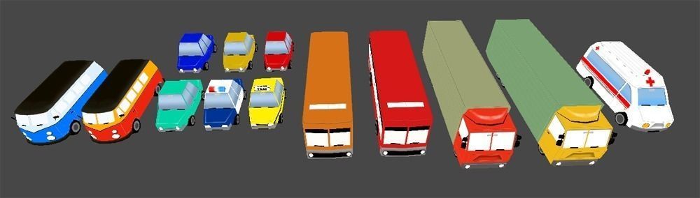 Cartoon vehicles Low-poly 3D model_7