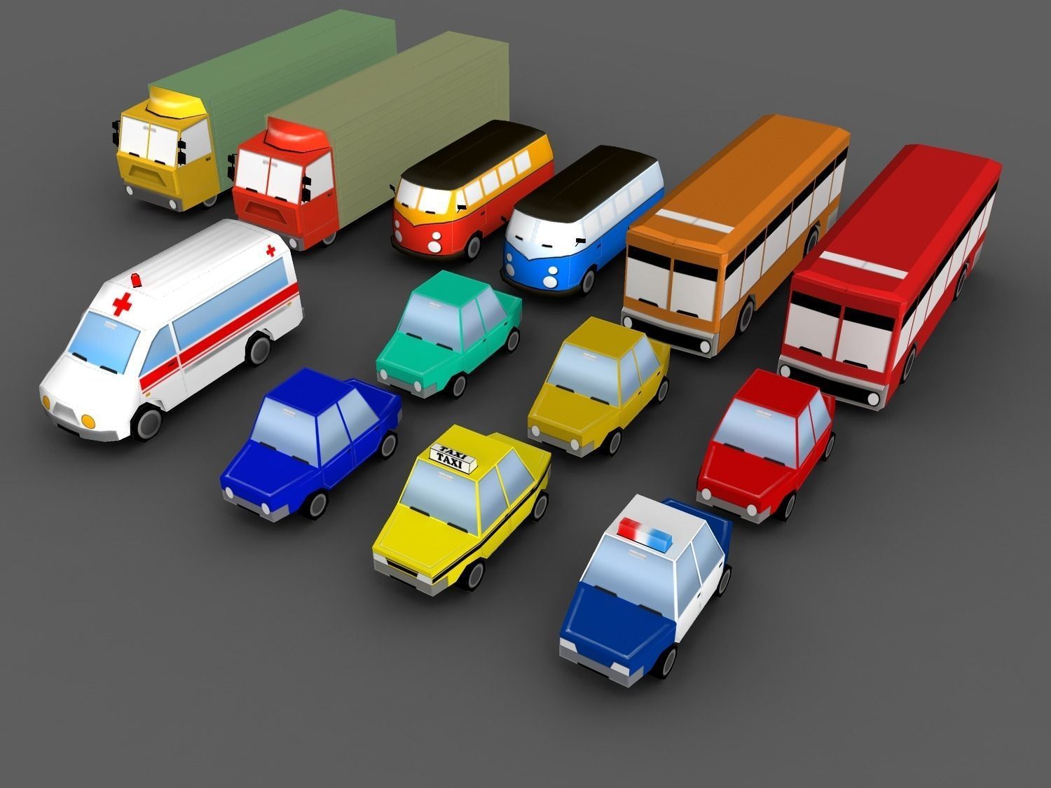 Cartoon vehicles Low-poly 3D model_16