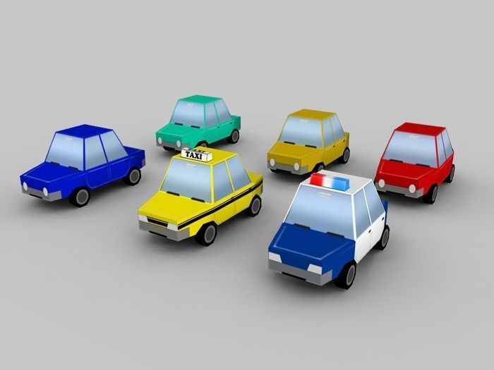 Cartoon vehicles Low-poly 3D model_0