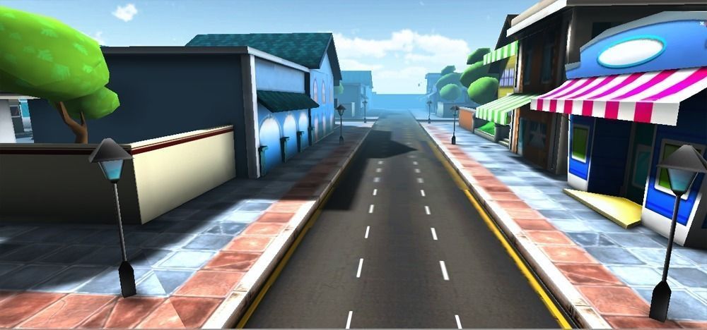 Cartoon city Low-poly 3D model_4