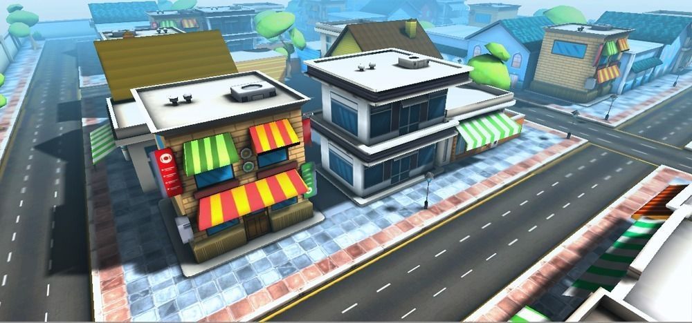 Cartoon city Low-poly 3D model_5
