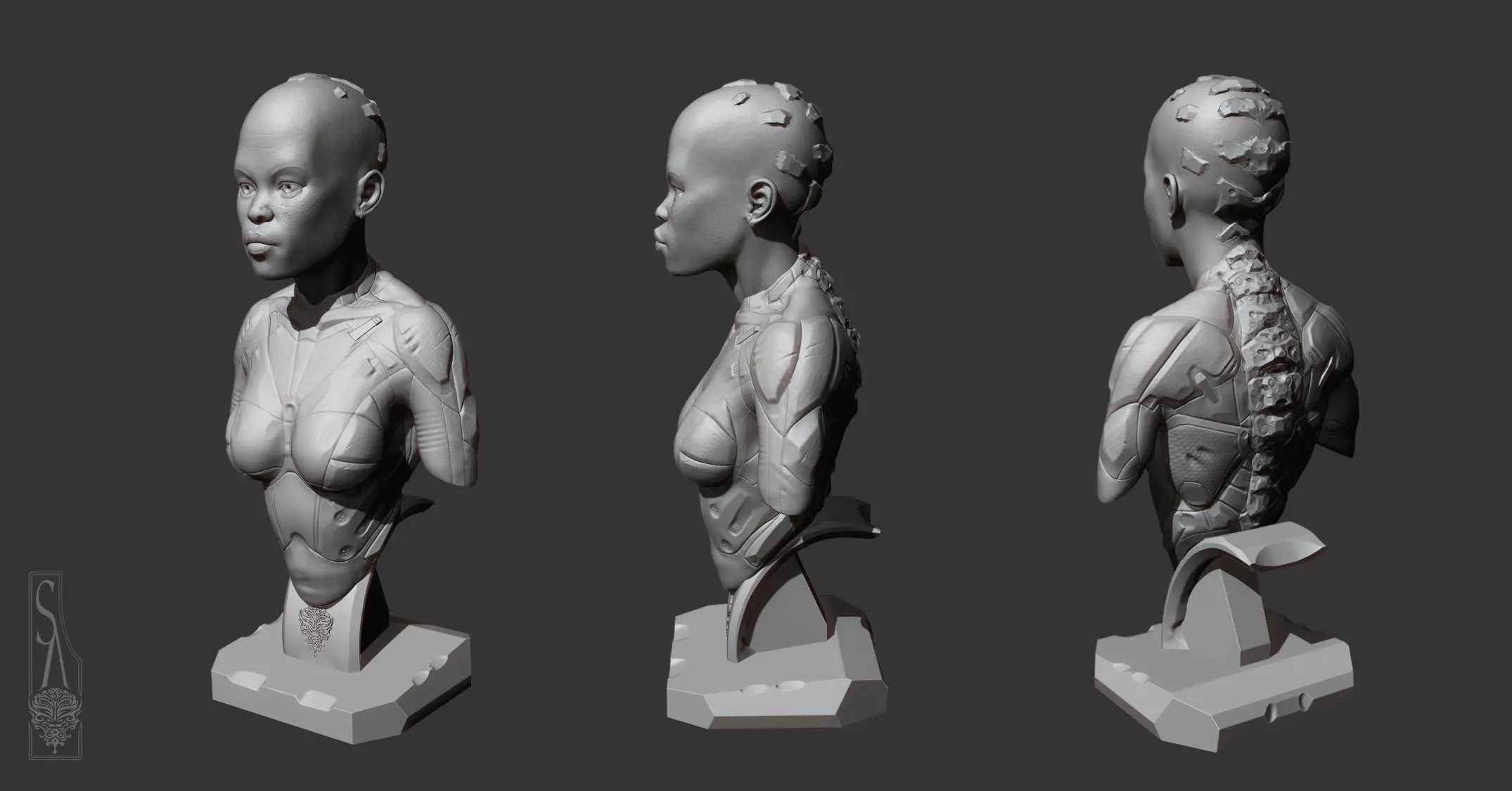 Female bust 3D print model_0