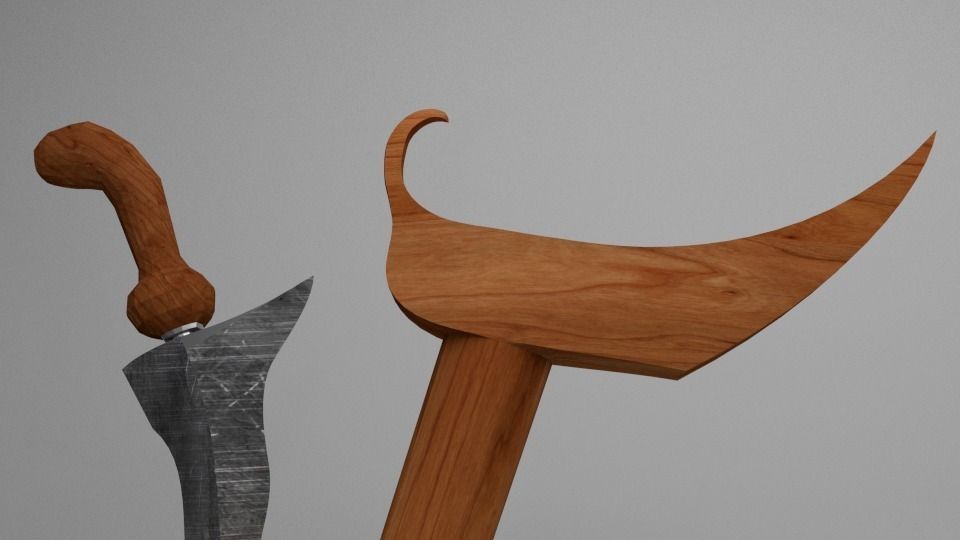 keris two wooden swords 3D model