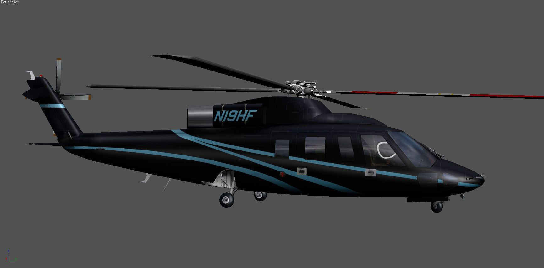 Sikorsky S-76B N19HF HeliFlite Low-poly 3D model_2
