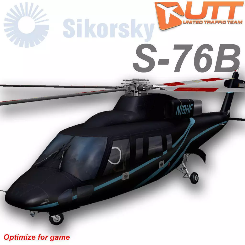 Sikorsky S-76B N19HF HeliFlite Low-poly 3D model_0