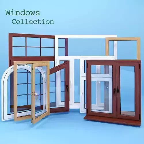 Windows collection wooden window 3D model