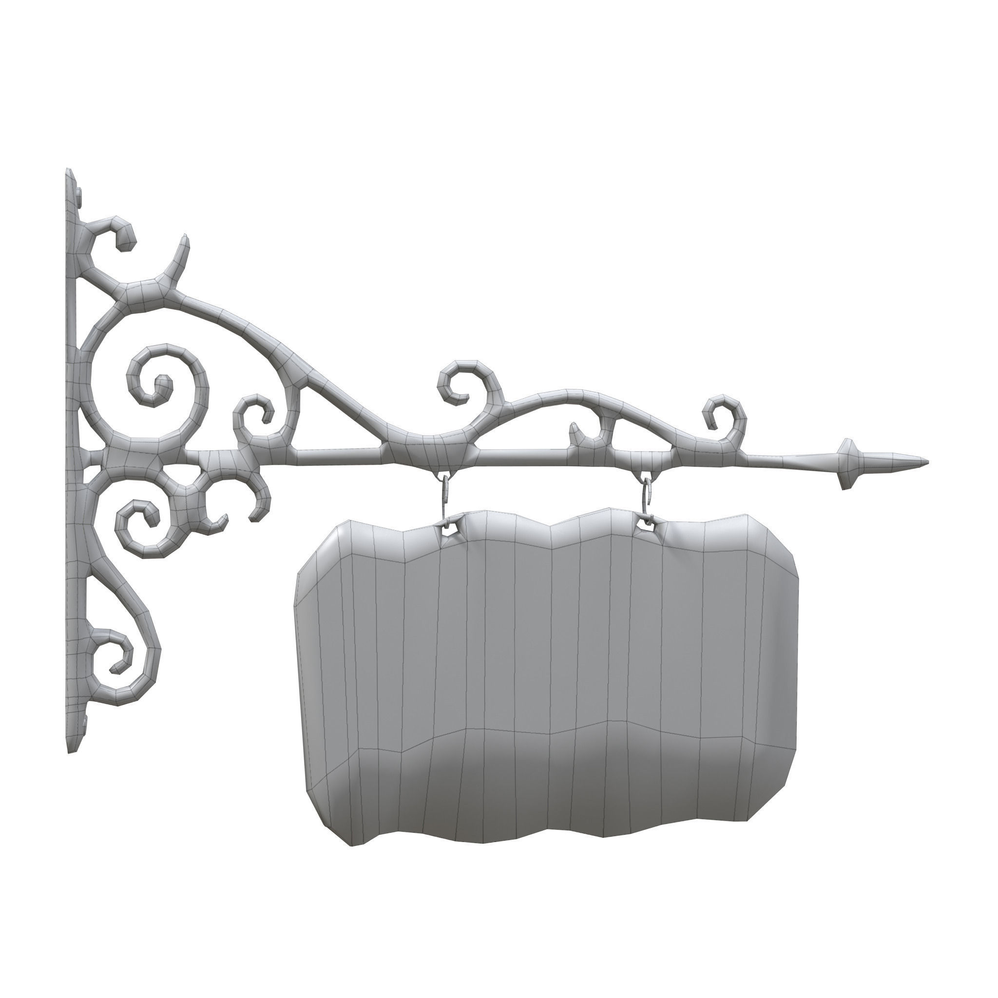Signboard cast iron Low-poly 3D model_7