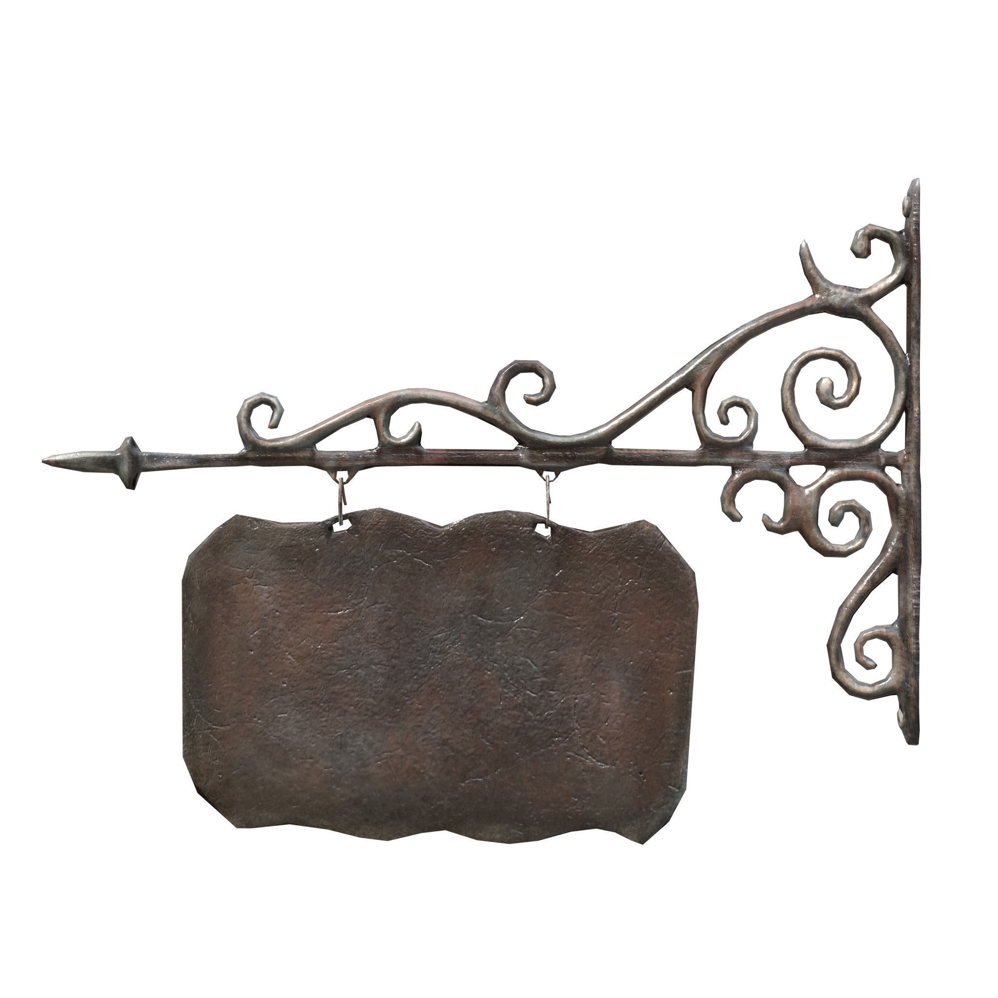Signboard cast iron Low-poly 3D model_2