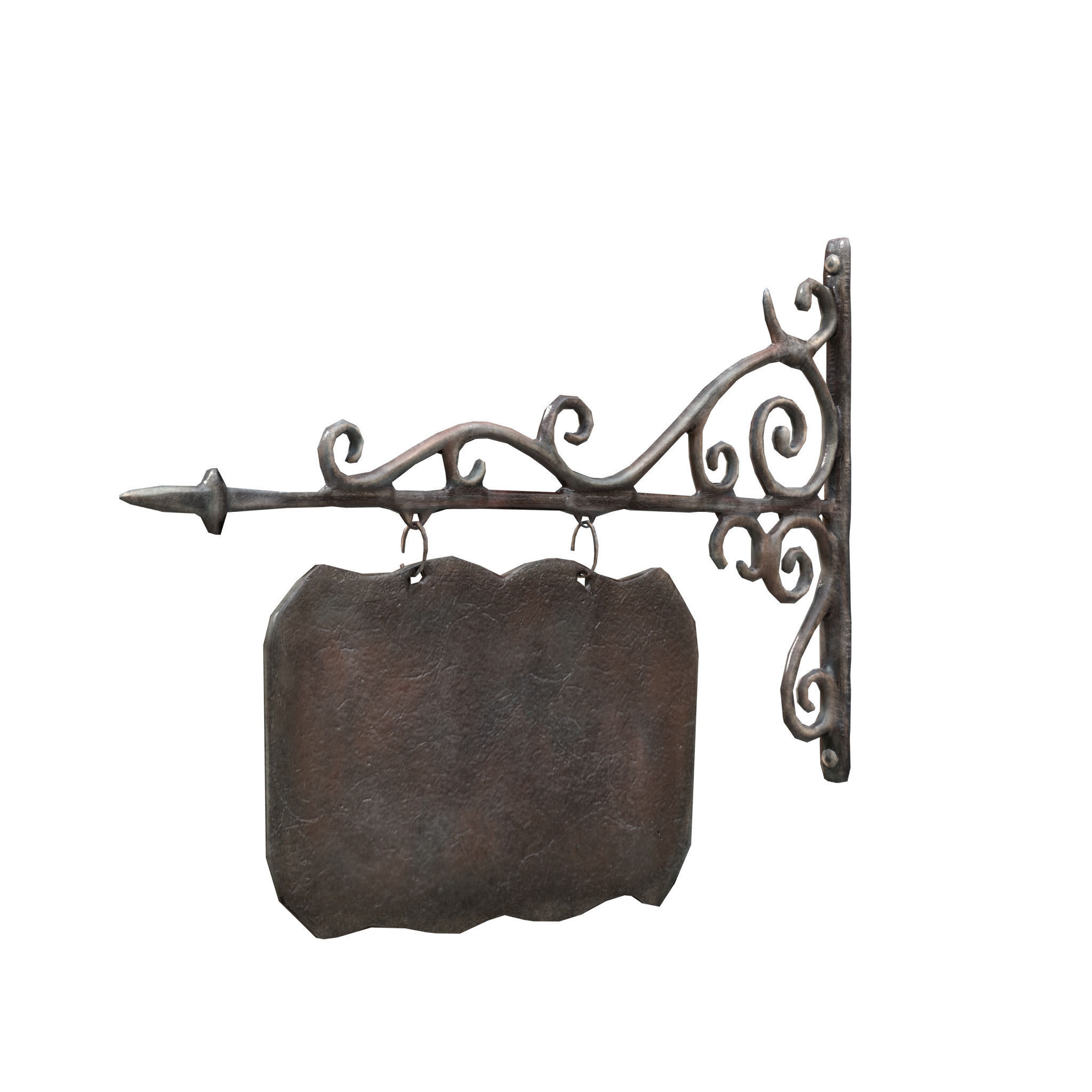 Signboard cast iron Low-poly 3D model_1