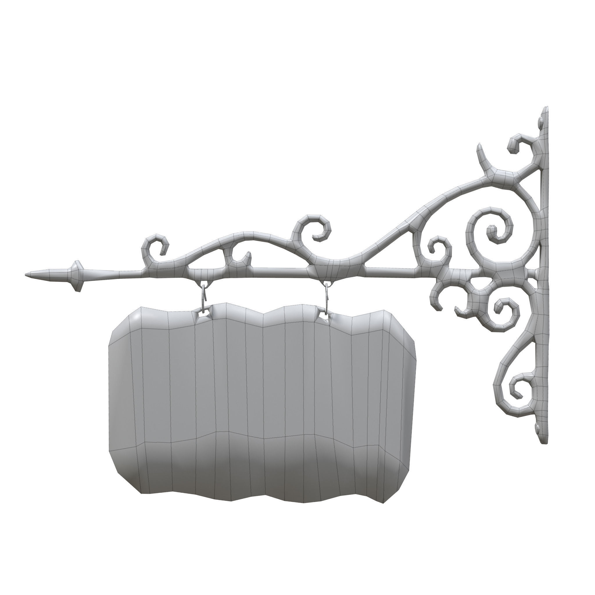Signboard cast iron Low-poly 3D model_6