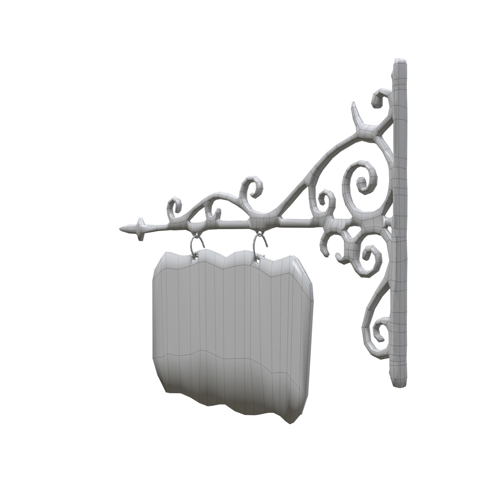Signboard cast iron Low-poly 3D model_9