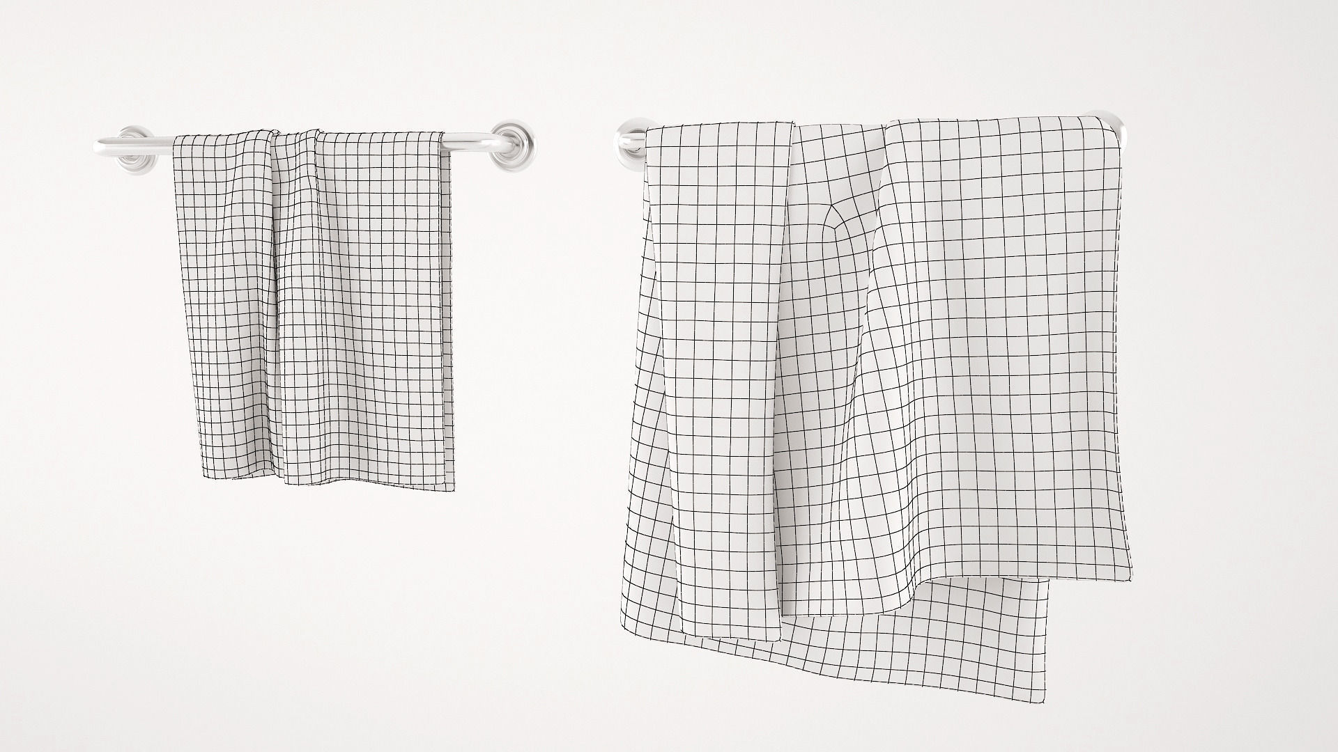 Towels collection two hanging on hook 3D model_5