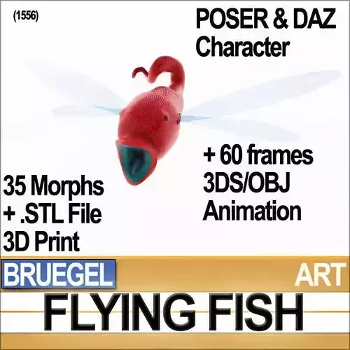 Bruegel Flying Fish Poser Daz Animation Stl 3D model