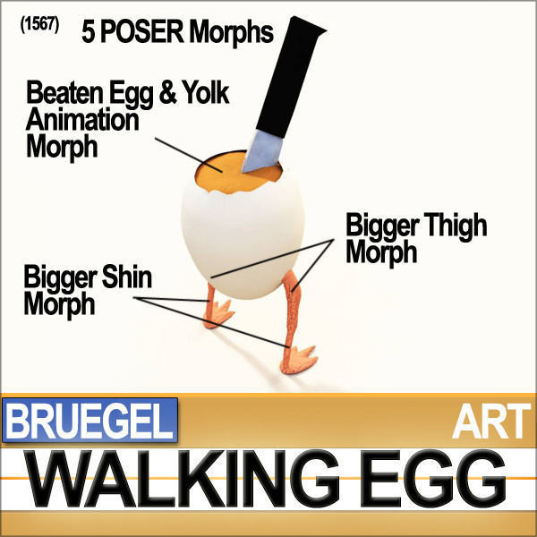 Bruegel Walking Egg Character Poser Daz Animation 3D model_6