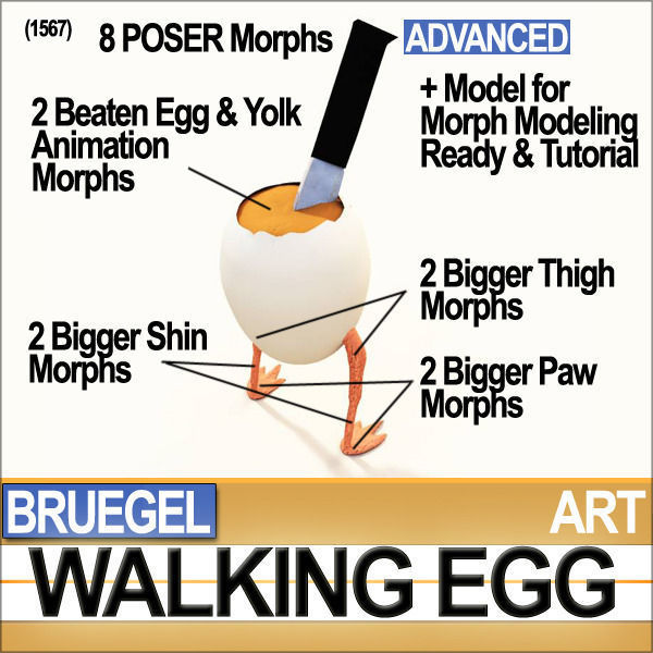 Bruegel Walking Egg Character Poser Daz Animation 3D model_5