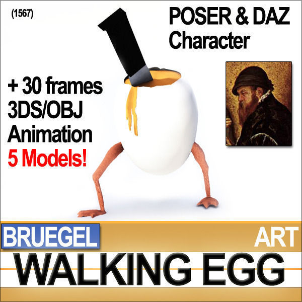 Bruegel Walking Egg Character Poser Daz Animation 3D model_8