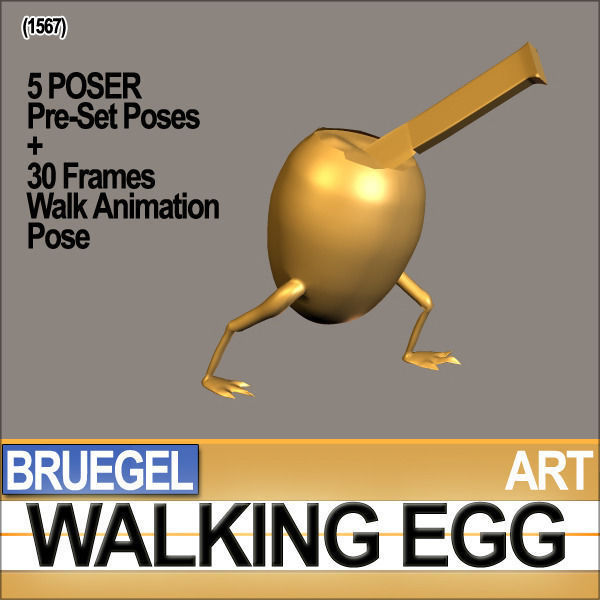 Bruegel Walking Egg Character Poser Daz Animation 3D model_7