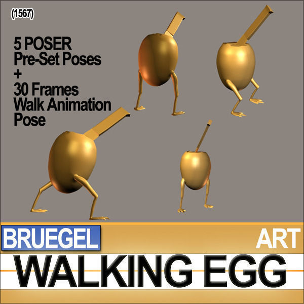 Bruegel Walking Egg Character Poser Daz Animation 3D model_3
