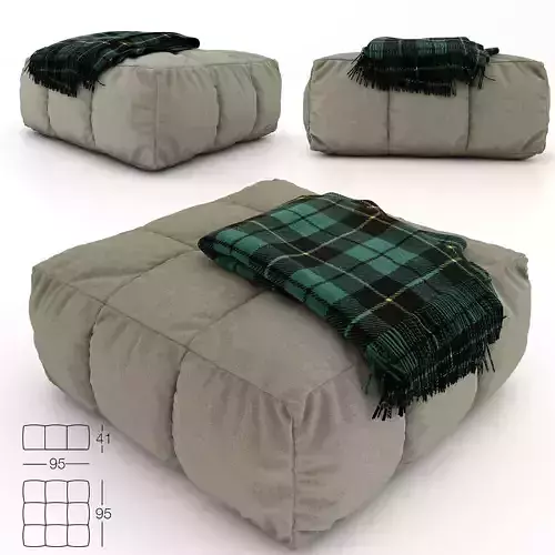 Pouf and plaid 3D model