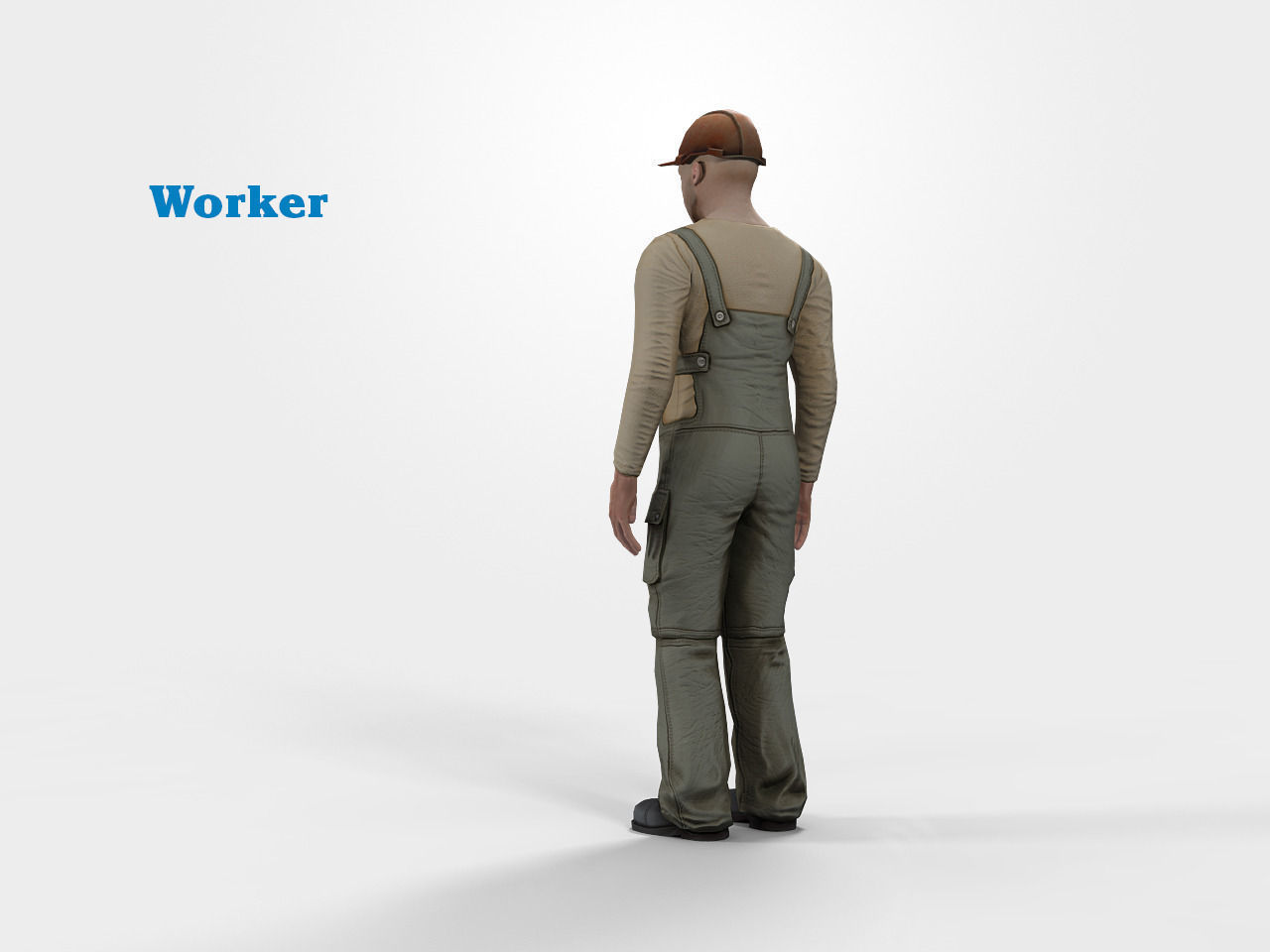 Worker character rigged Low-poly 3D model_1