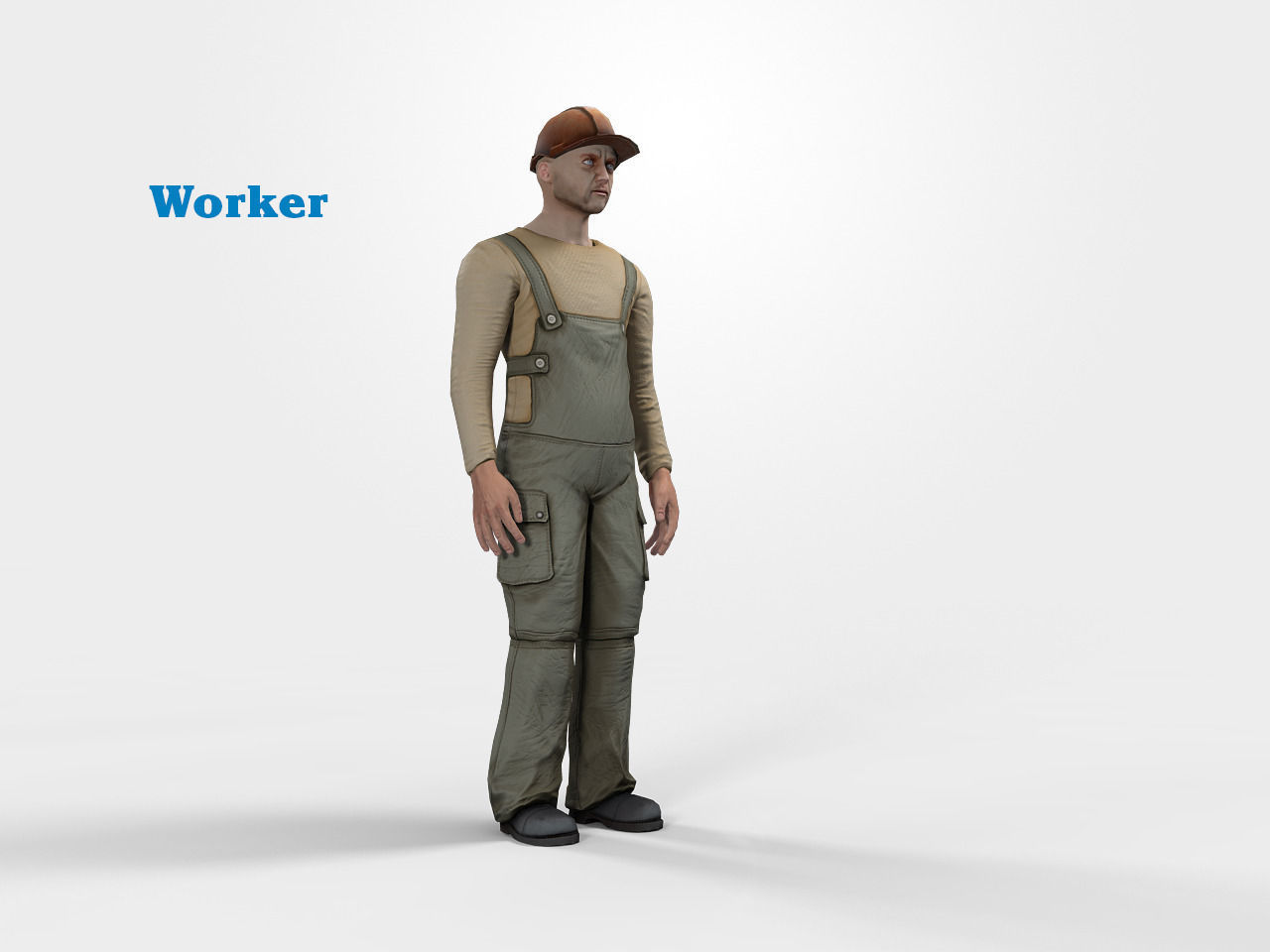 Worker character rigged Low-poly 3D model_4