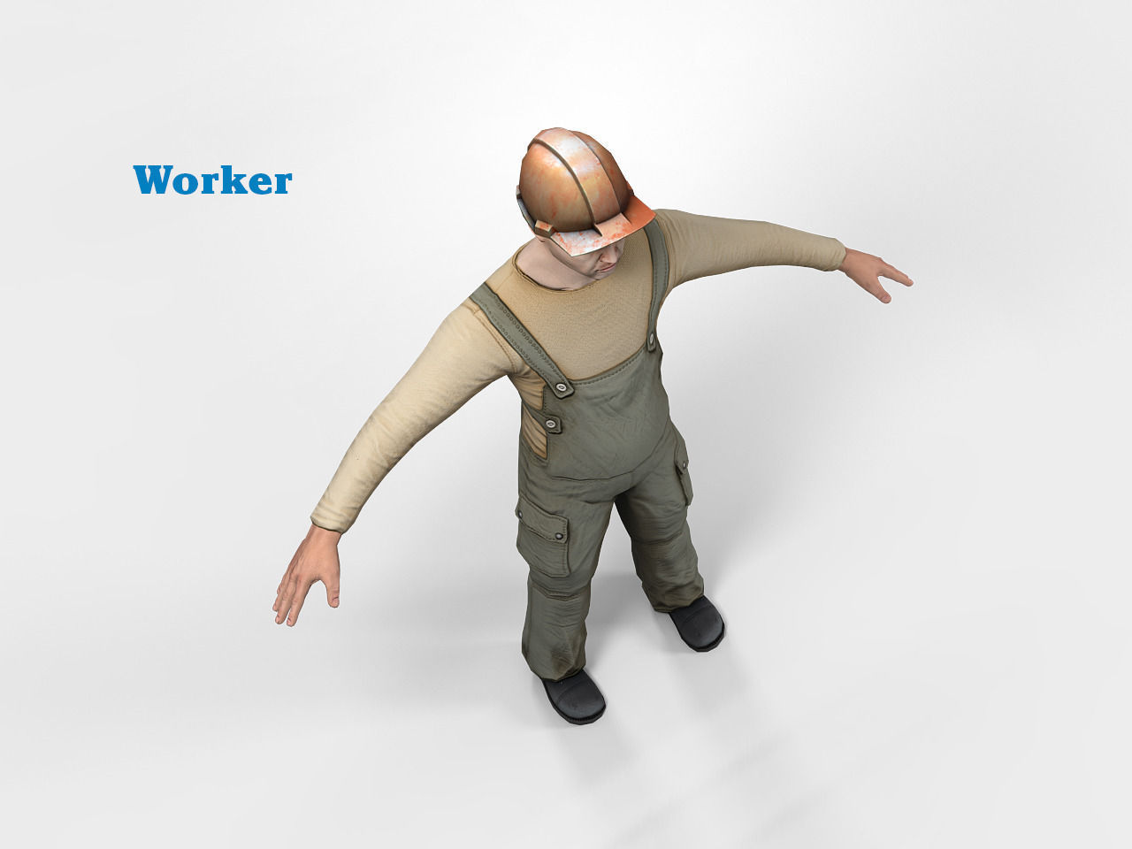 Worker character rigged Low-poly 3D model_11